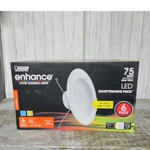 New Feit Electric Enhance 5” or 6" LED Recessed Retrofit Trim Downlight 6 Pack